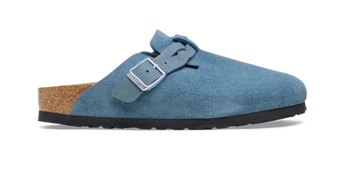 Birkenstock Boston Braided Suede Leather Elemental Blue