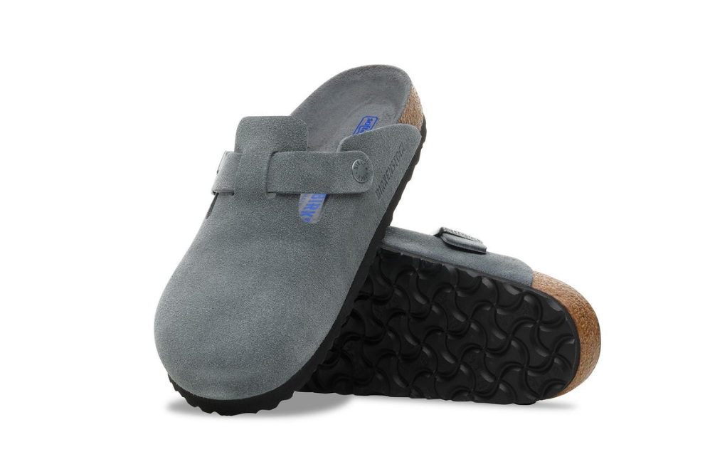 Birkenstock Boston Soft Footbed Suede Leather Basalt Gray Tonal