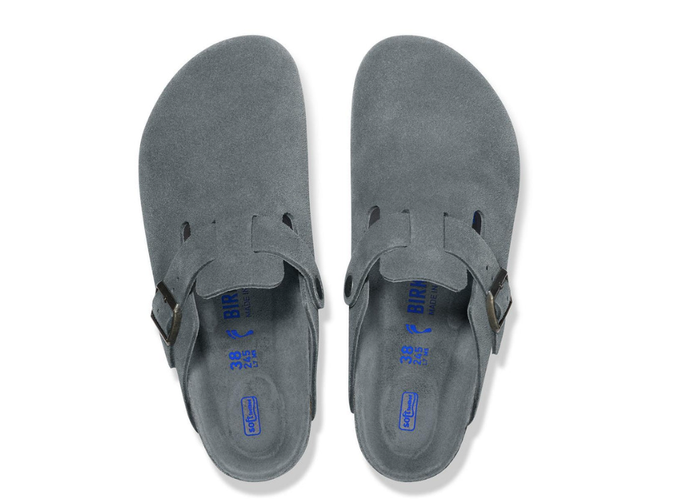 Birkenstock Boston Soft Footbed Suede Leather Basalt Gray Tonal
