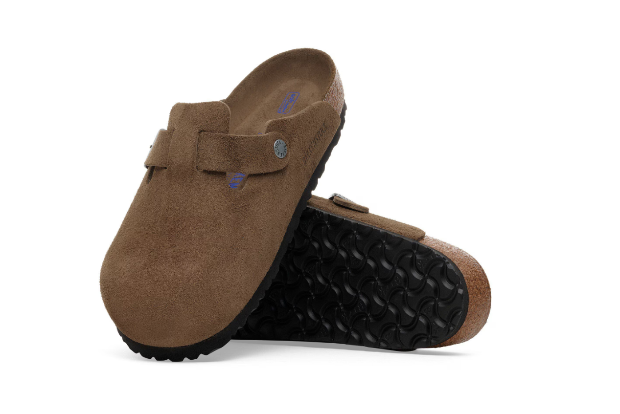 Birkenstock Boston Soft Footbed Suede Leather Dark Tea Tonal