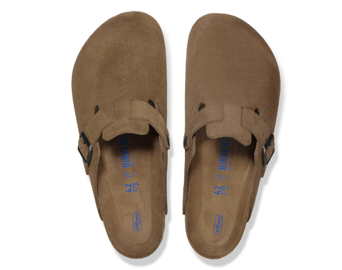 Birkenstock Boston Soft Footbed Suede Leather Dark Tea Tonal