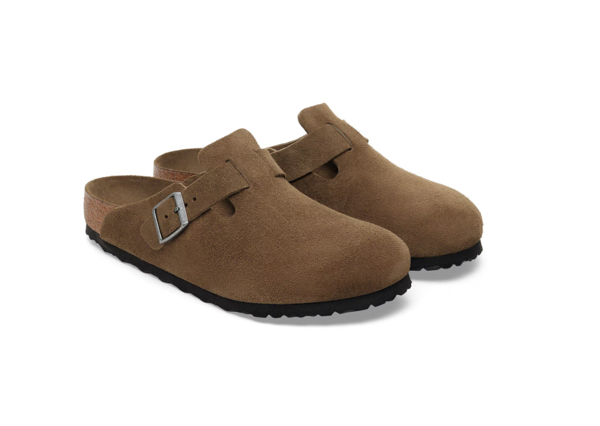 Birkenstock Boston Soft Footbed Suede Leather Dark Tea Tonal