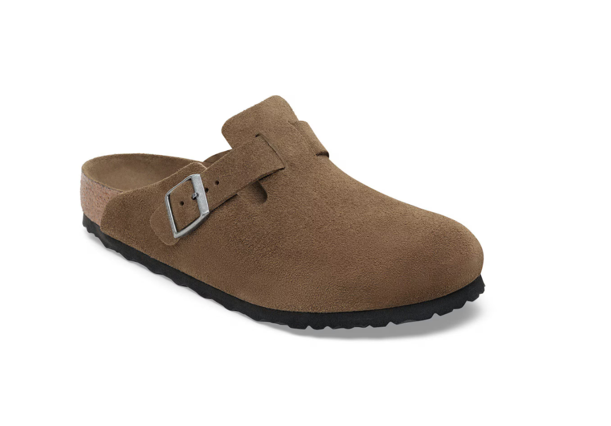 Birkenstock Boston Soft Footbed Suede Leather Dark Tea Tonal