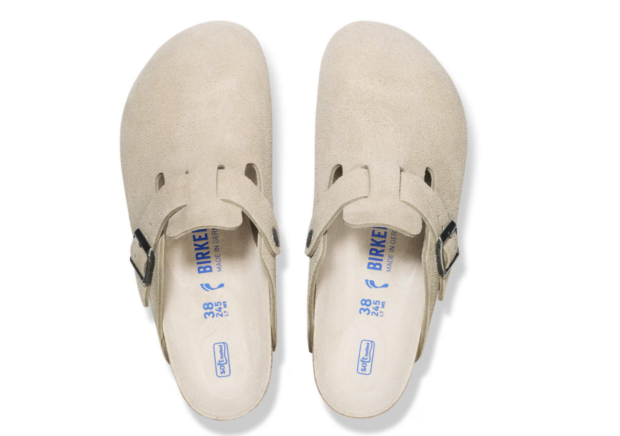 Birkenstock Boston Soft Footbed Suede Leather Oyster Tonal