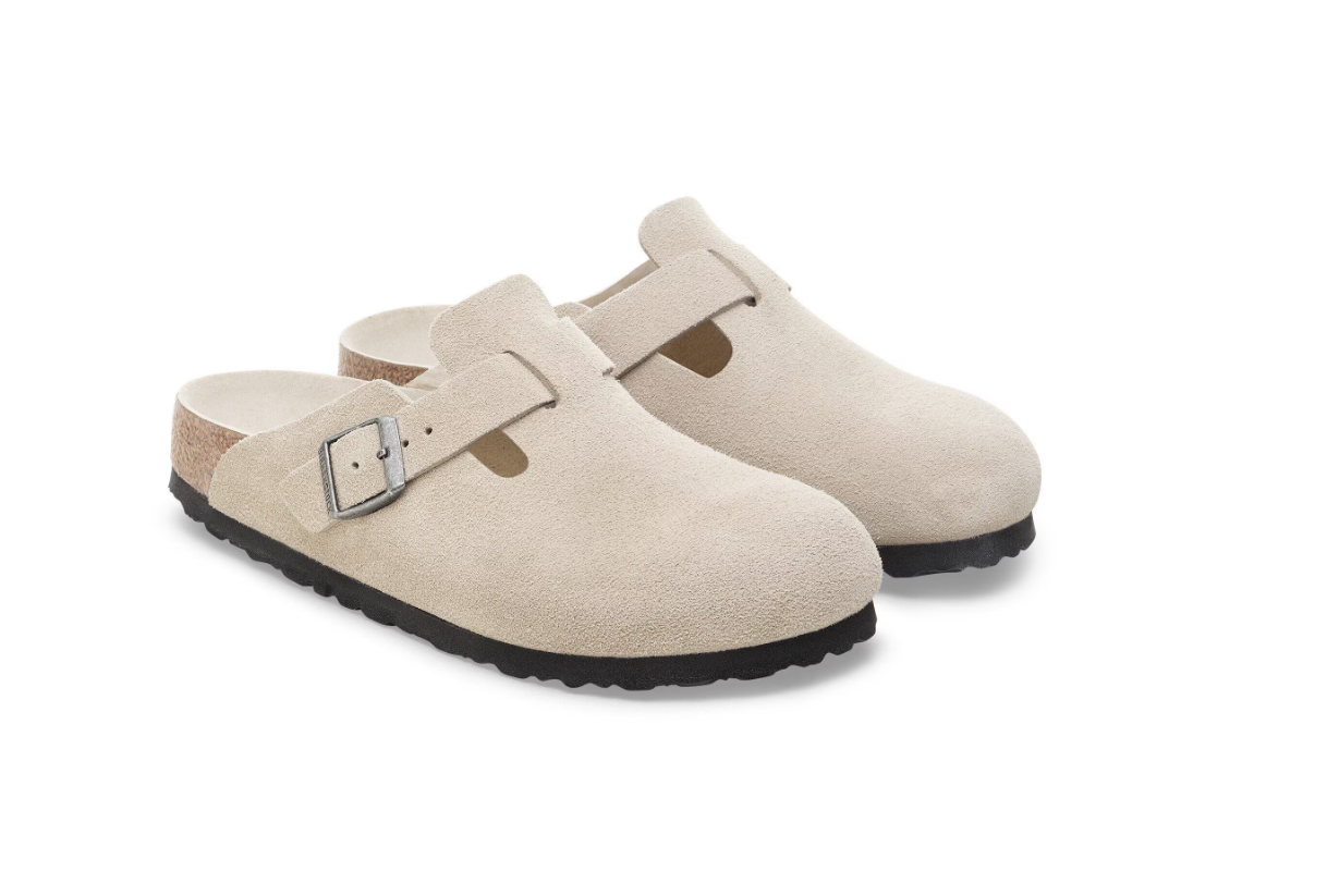 Birkenstock Boston Soft Footbed Suede Leather Oyster Tonal