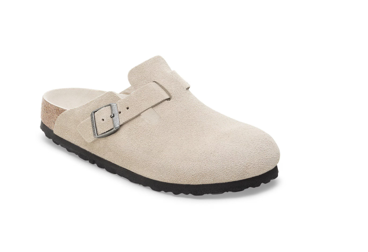Birkenstock Boston Soft Footbed Suede Leather Oyster Tonal