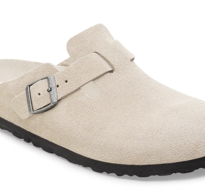 Birkenstock Boston Soft Footbed Suede Leather Oyster Tonal