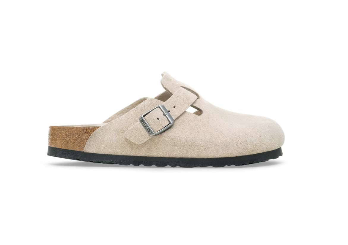 Birkenstock Boston Soft Footbed Suede Leather Oyster Tonal