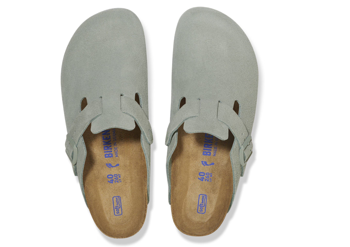 Birkenstock Boston Soft Footbed Suede Leather Pure Sage