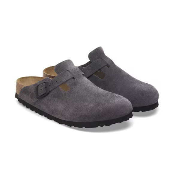 Birkenstock Boston Suede Leather Velvet Grey Clog
