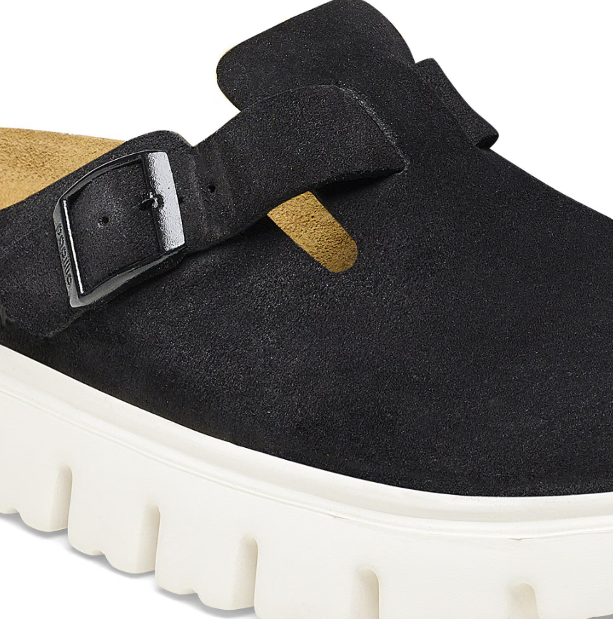 Birkenstock Boston Chunky Suede Leather Black/Black