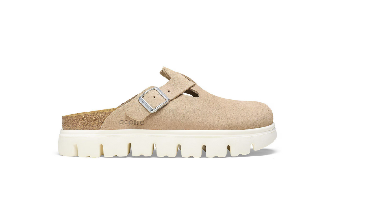 Birkenstock Boston Chunky Suede Leather Warm Sand Clogs