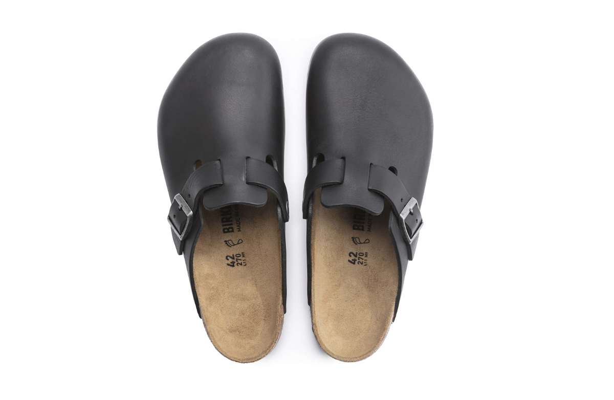 Birkenstock Boston Grip Natural Leather Vintage Wood Black