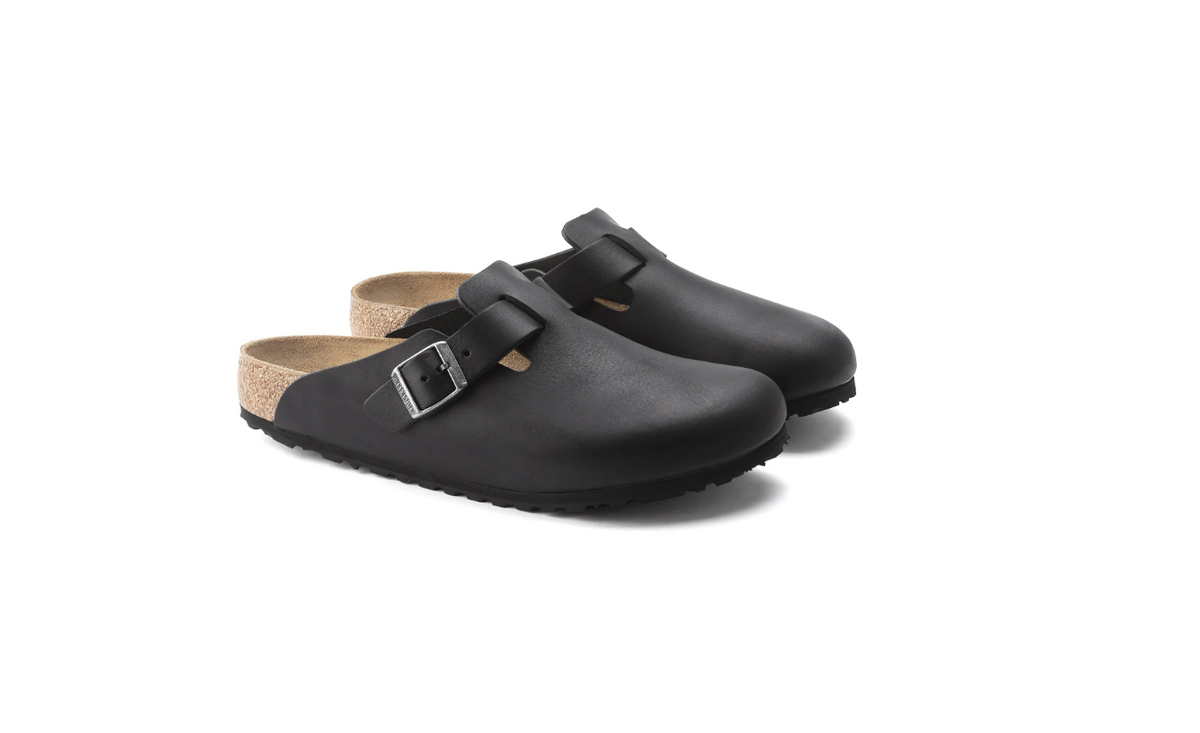 Birkenstock Boston Grip Natural Leather Vintage Wood Black