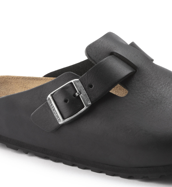 Birkenstock Boston Grip Natural Leather Vintage Wood Black