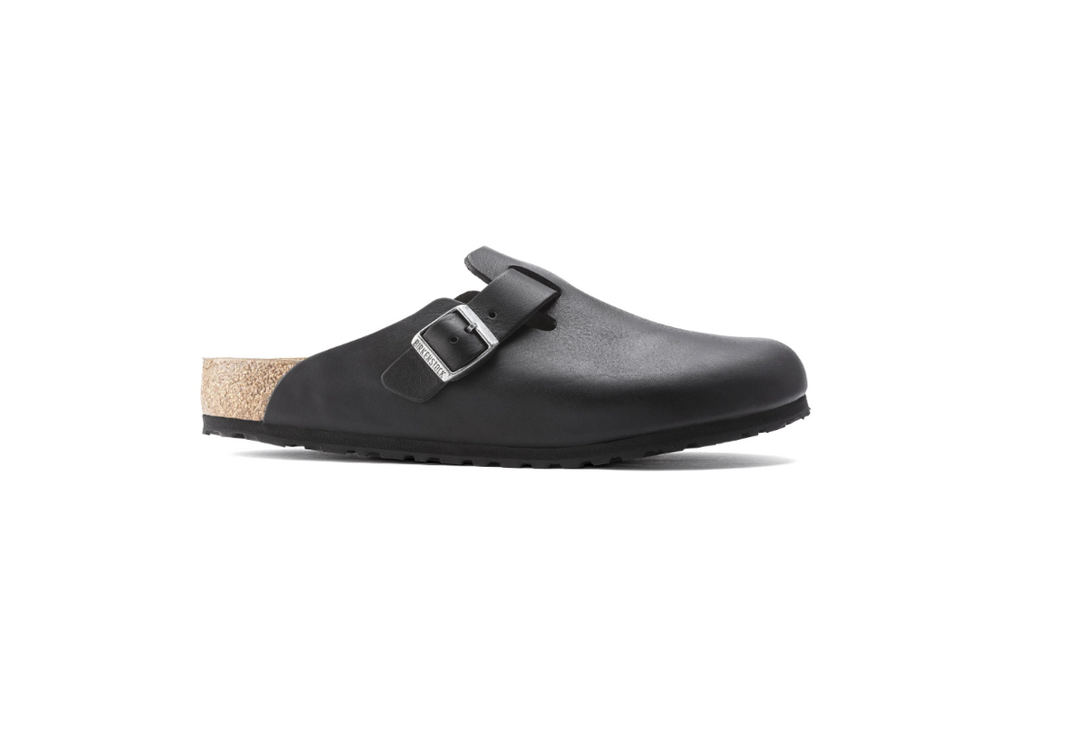 Birkenstock Boston Grip Natural Leather Vintage Wood Black