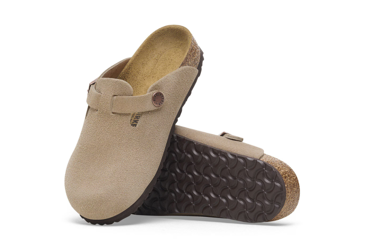 Birkenstock Boston Kids Suede Leather Taupe Clogs