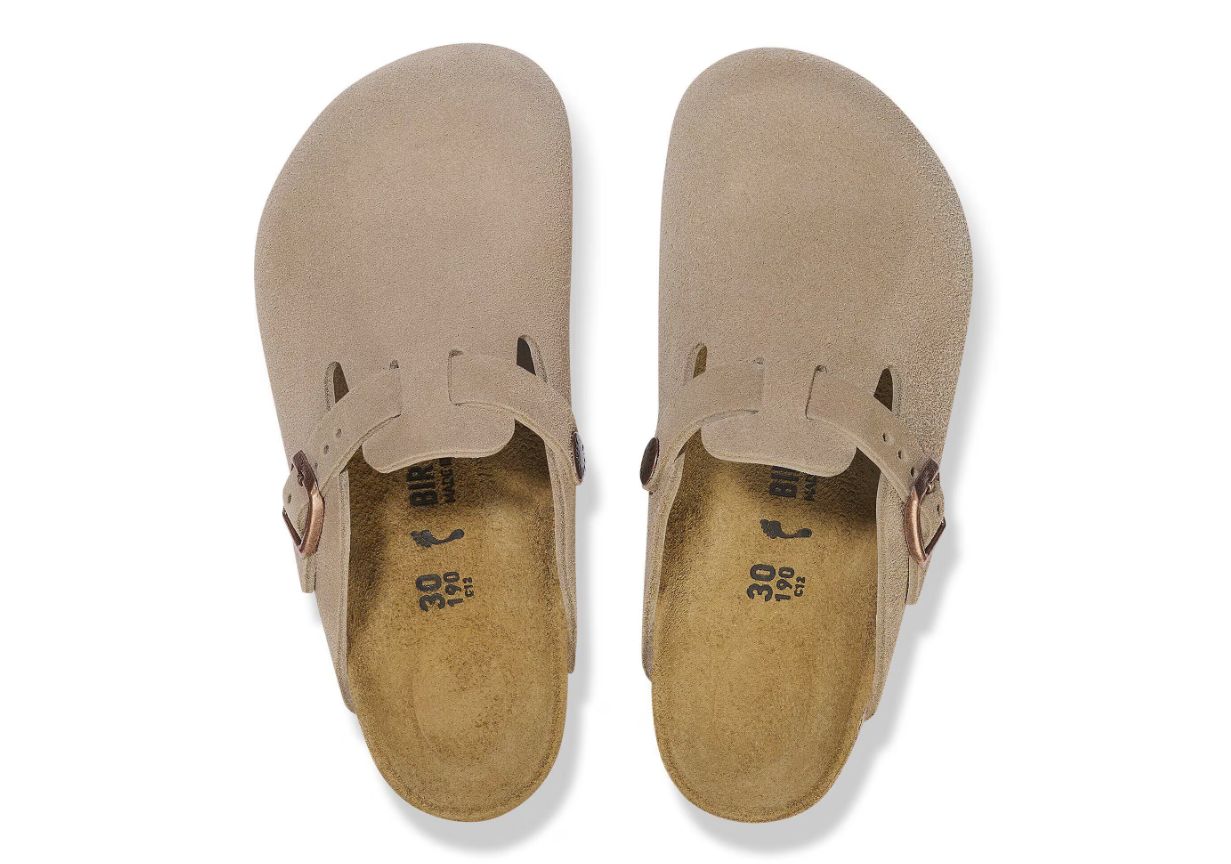 Birkenstock Boston Kids Suede Leather Taupe Clogs