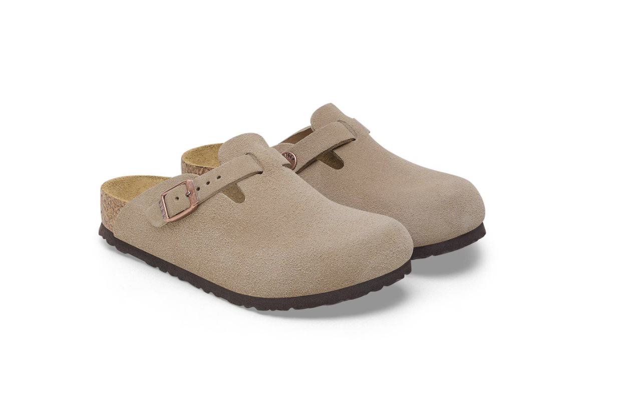 Birkenstock Boston Kids Suede Leather Taupe Clogs