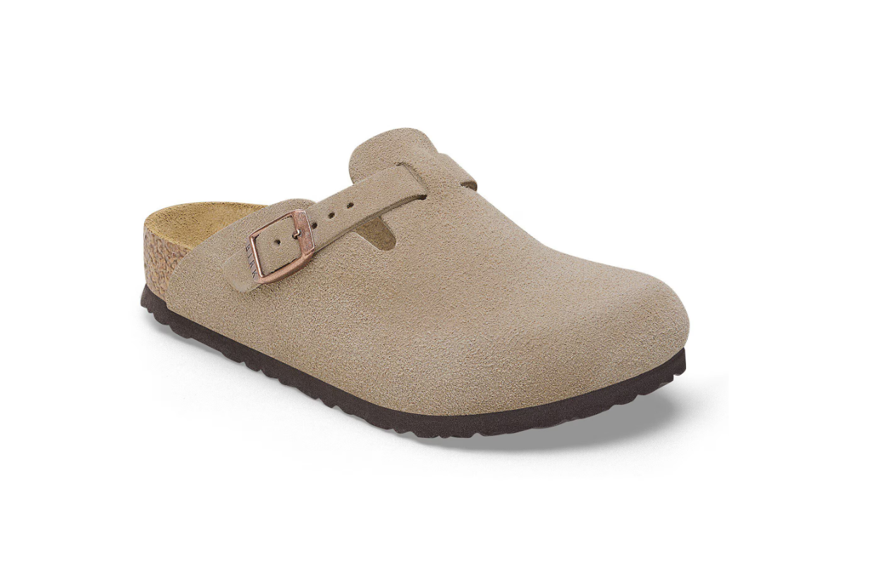 Birkenstock Boston Kids Suede Leather Taupe Clogs