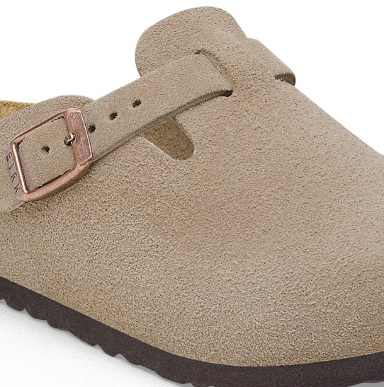 Birkenstock Boston Kids Suede Leather Taupe Clogs
