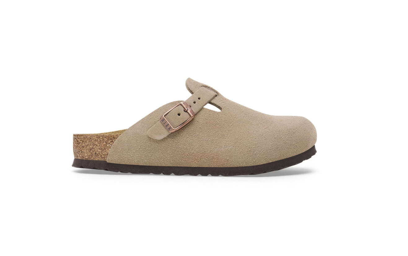 Birkenstock Boston Kids Suede Leather Taupe Clogs