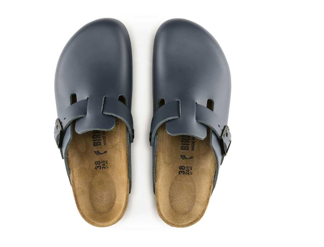 Birkenstock Boston Natural Leather Blue Clog - Blue, Regular