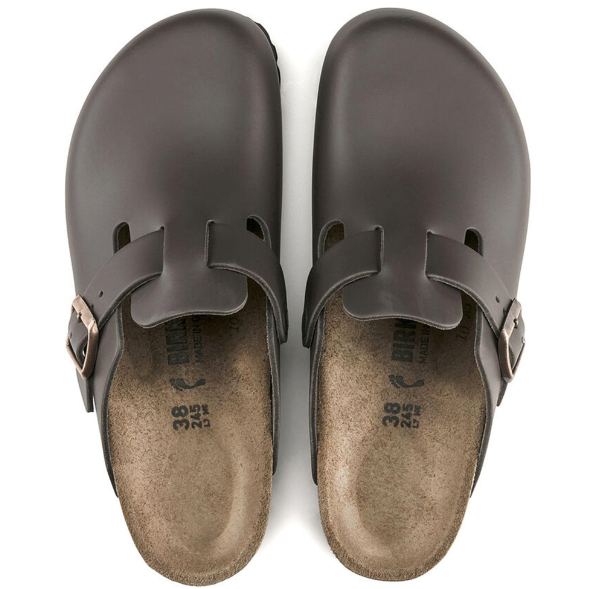 Birkenstock Boston Dark Brown Smooth Leather Clog - Dark Brown, Regular