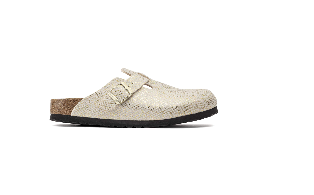 Birkenstock Boston Microfibre Shiny Python Eggshell Clog