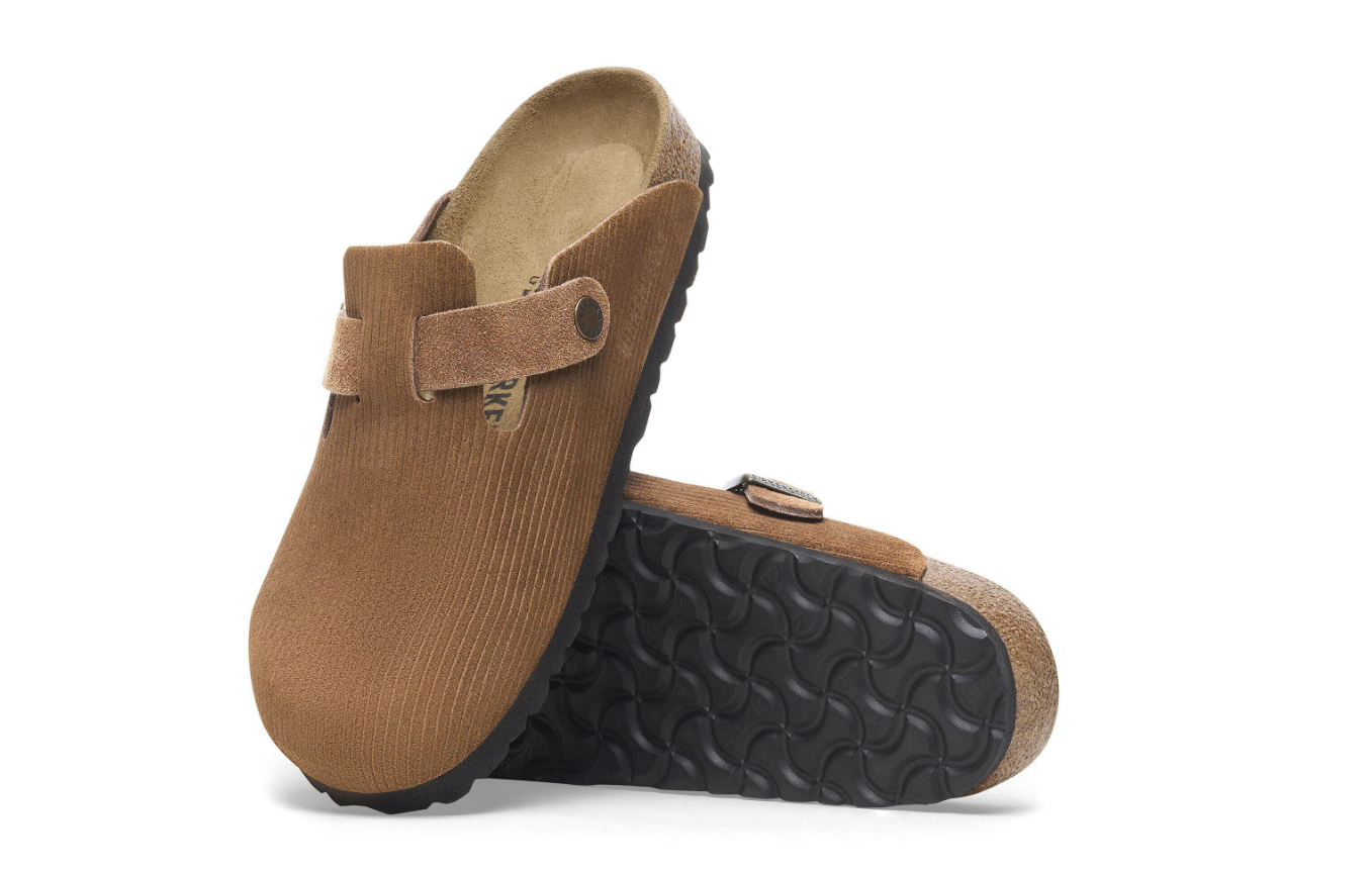 Birkenstock Boston Suede Leather Embossed Corduroy Dark Tea