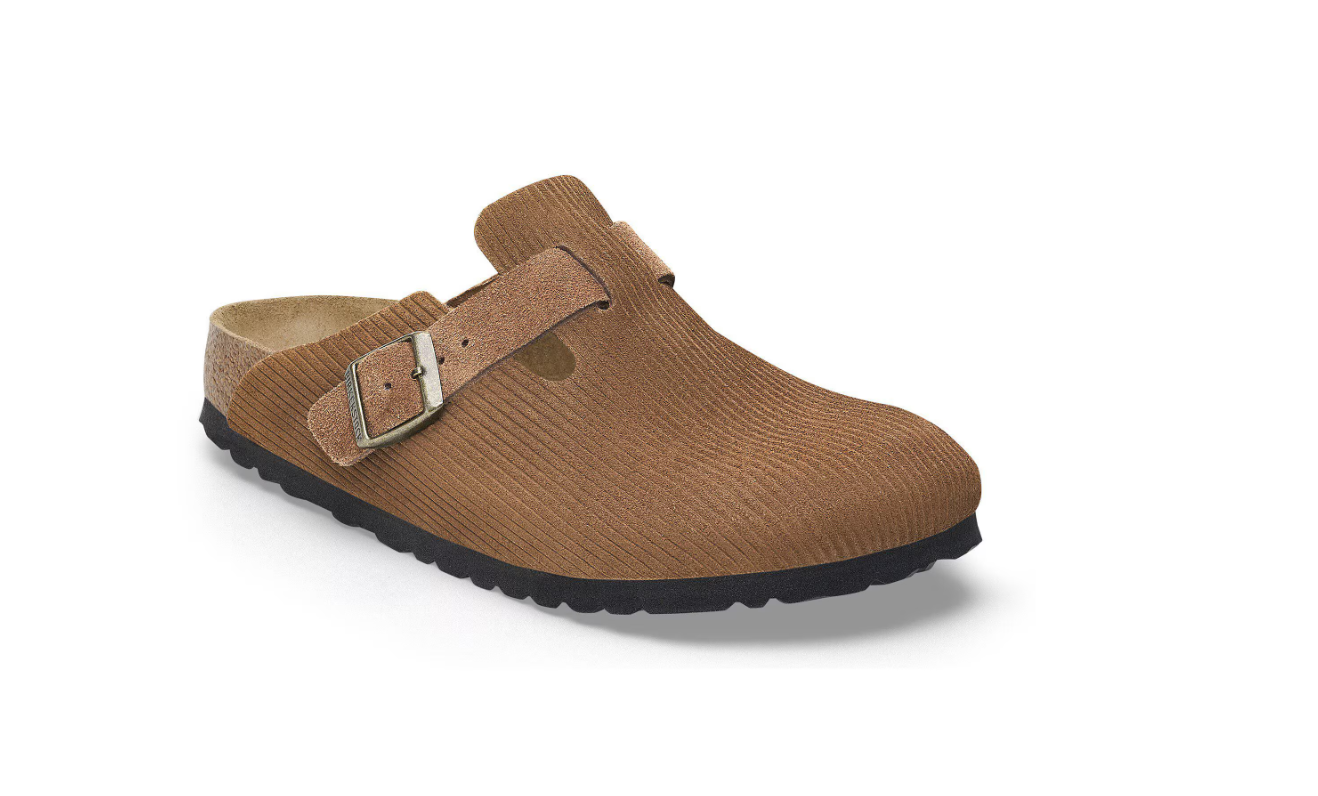 Birkenstock Boston Suede Leather Embossed Corduroy Dark Tea