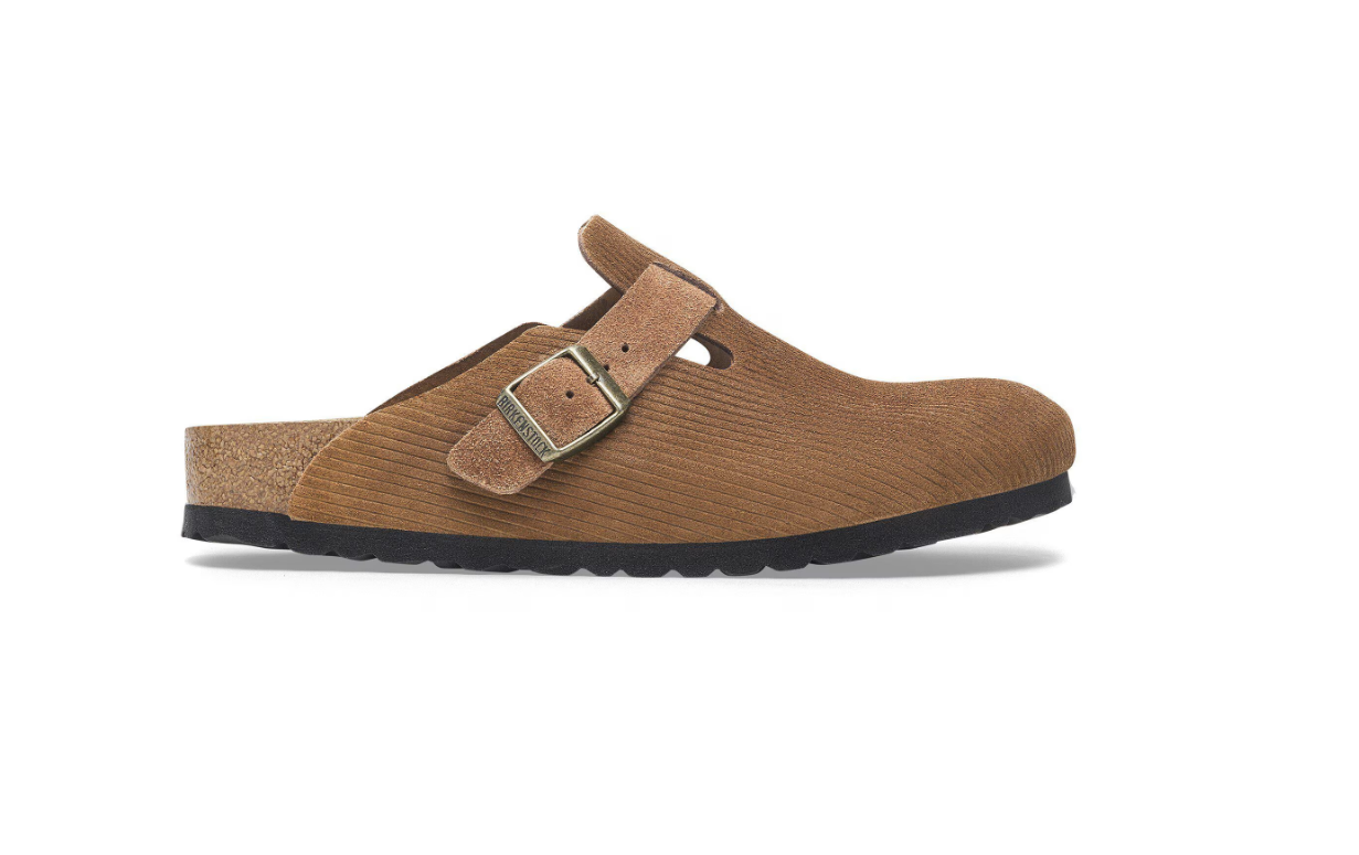 Birkenstock Boston Suede Leather Embossed Corduroy Dark Tea