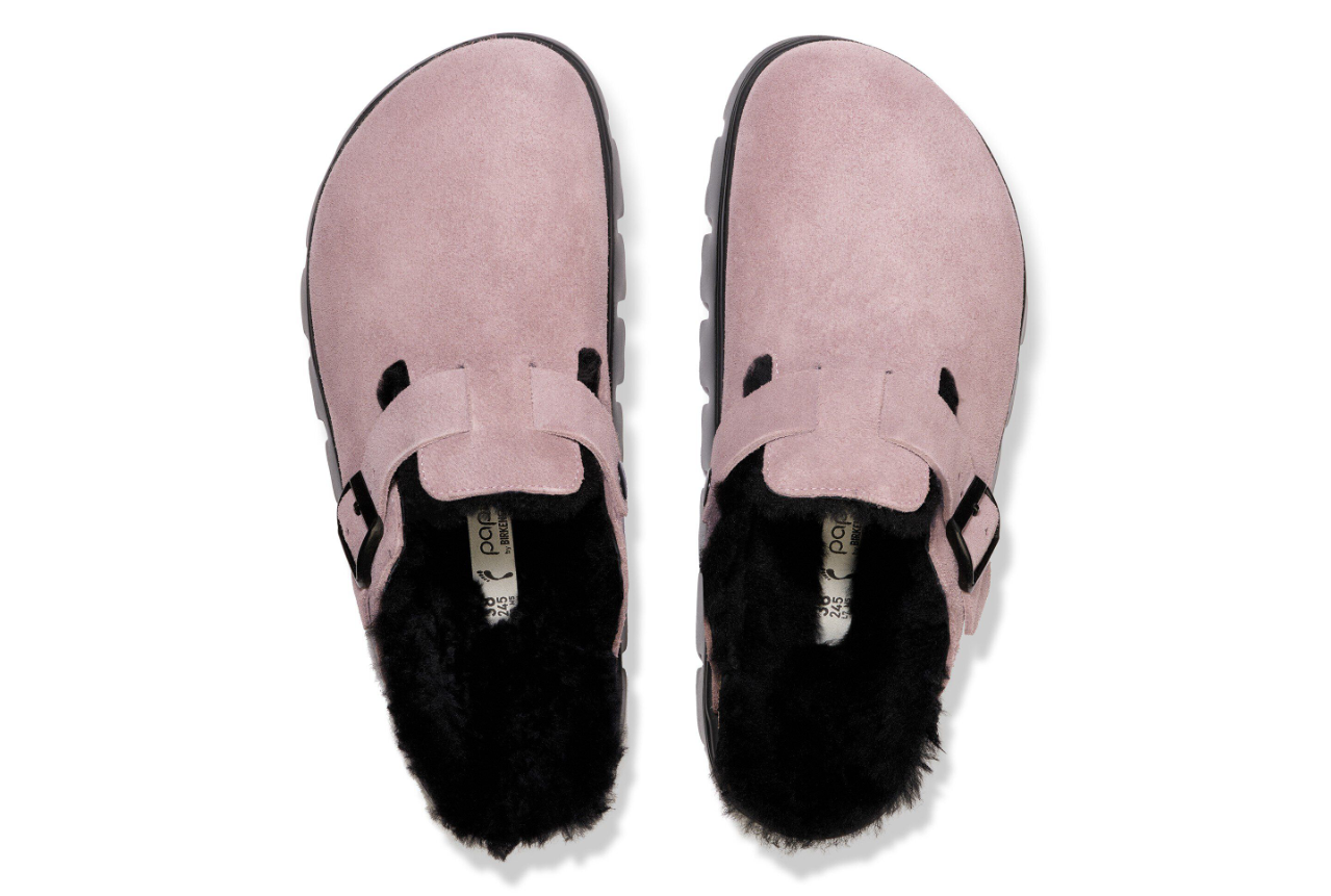 Birkenstock Papillio Boston Chunky Shearling Suede Leather Faded Purple