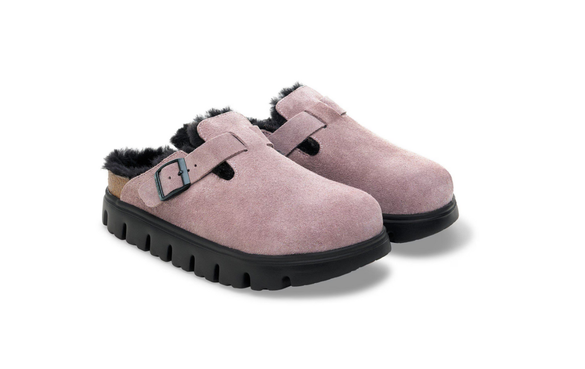 Birkenstock Papillio Boston Chunky Shearling Suede Leather - Faded Purple, Narrow