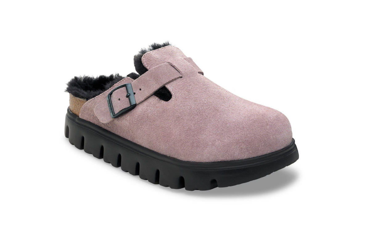 Birkenstock Papillio Boston Chunky Shearling Suede Leather - Faded Purple, Narrow