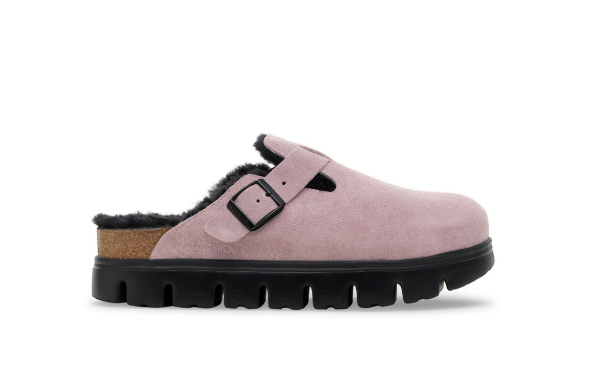 Birkenstock Papillio Boston Chunky Shearling Suede Leather - Faded Purple, Narrow