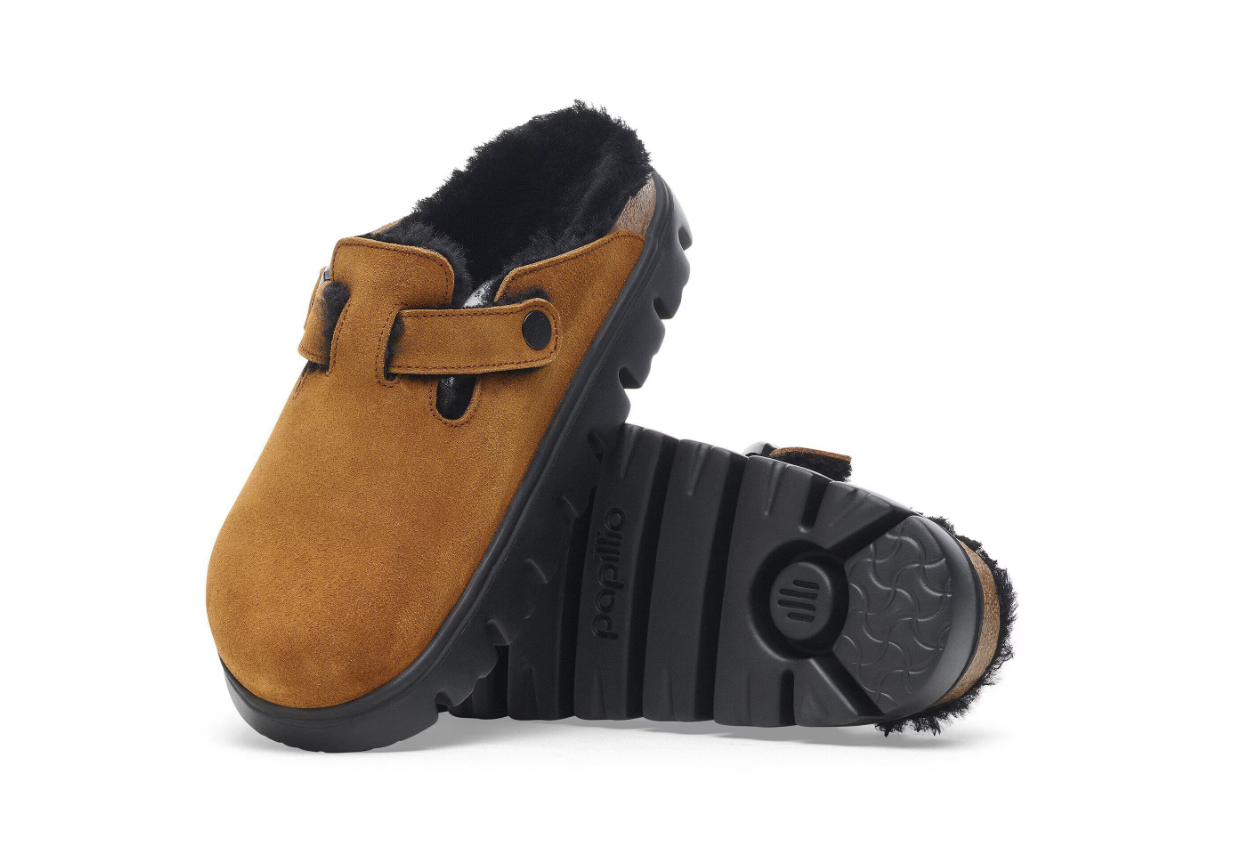 Birkenstock Boston PAP Chunky Shearling Suede Leather Mink