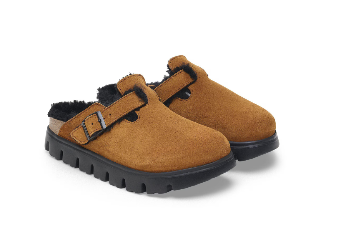 Birkenstock Boston PAP Chunky Shearling Suede Leather Mink