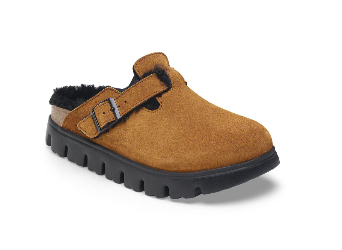 Birkenstock Boston PAP Chunky Shearling Suede Leather Mink