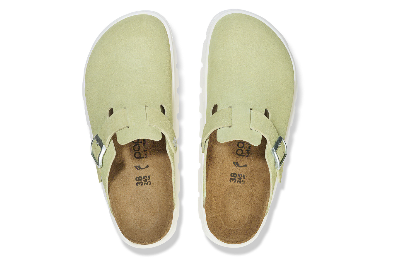 Birkenstock Papillio Boston Chunky Suede Leather Faded Lime