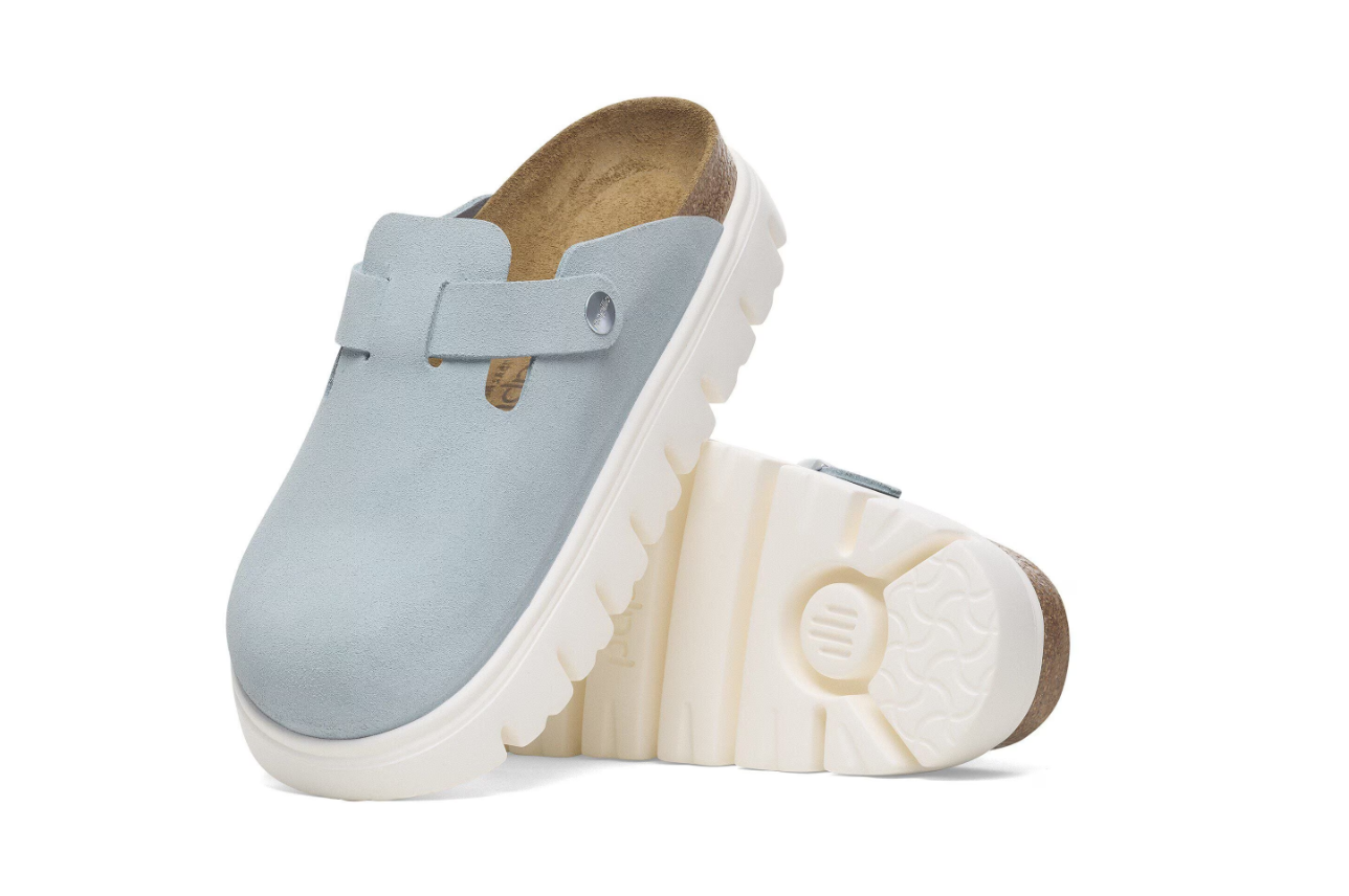 Birkenstock Papillio Boston Chunky Suede Leather Baby Blue