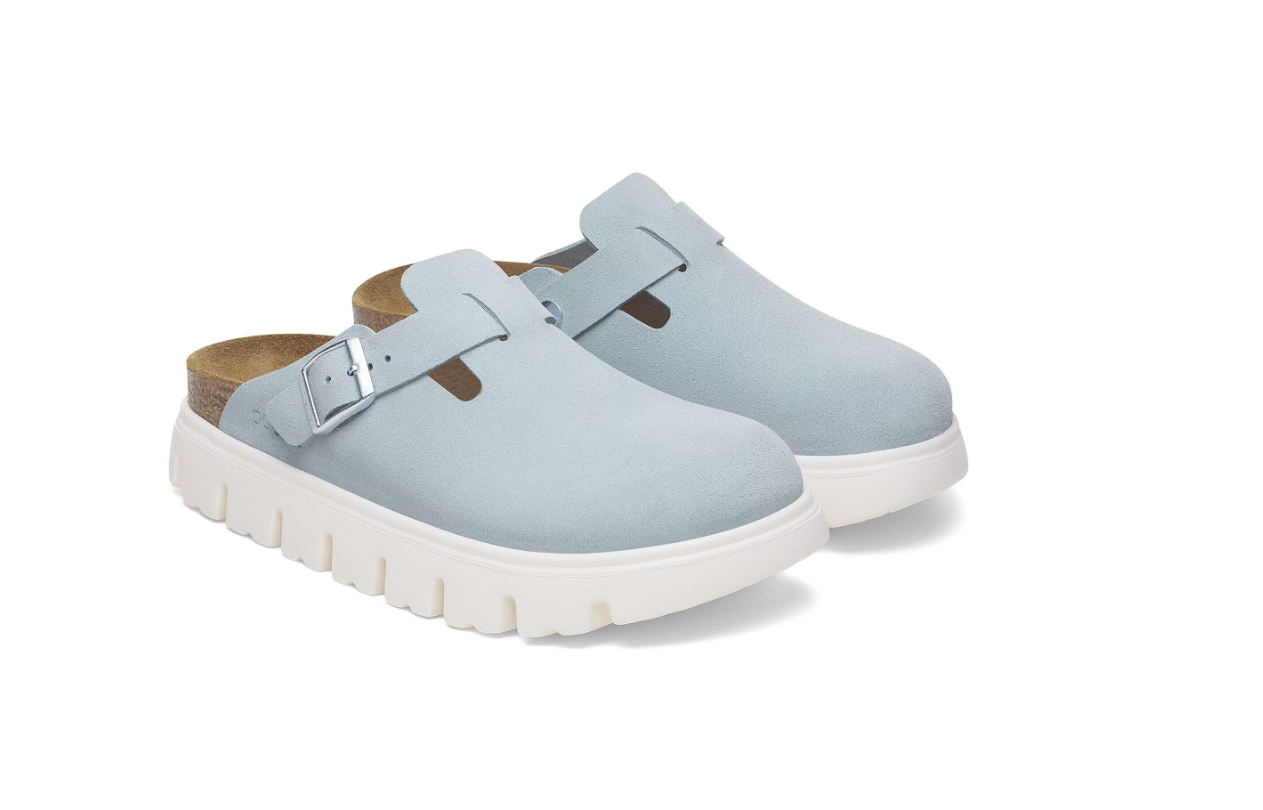 Birkenstock Papillio Boston Chunky Suede Leather Baby Blue