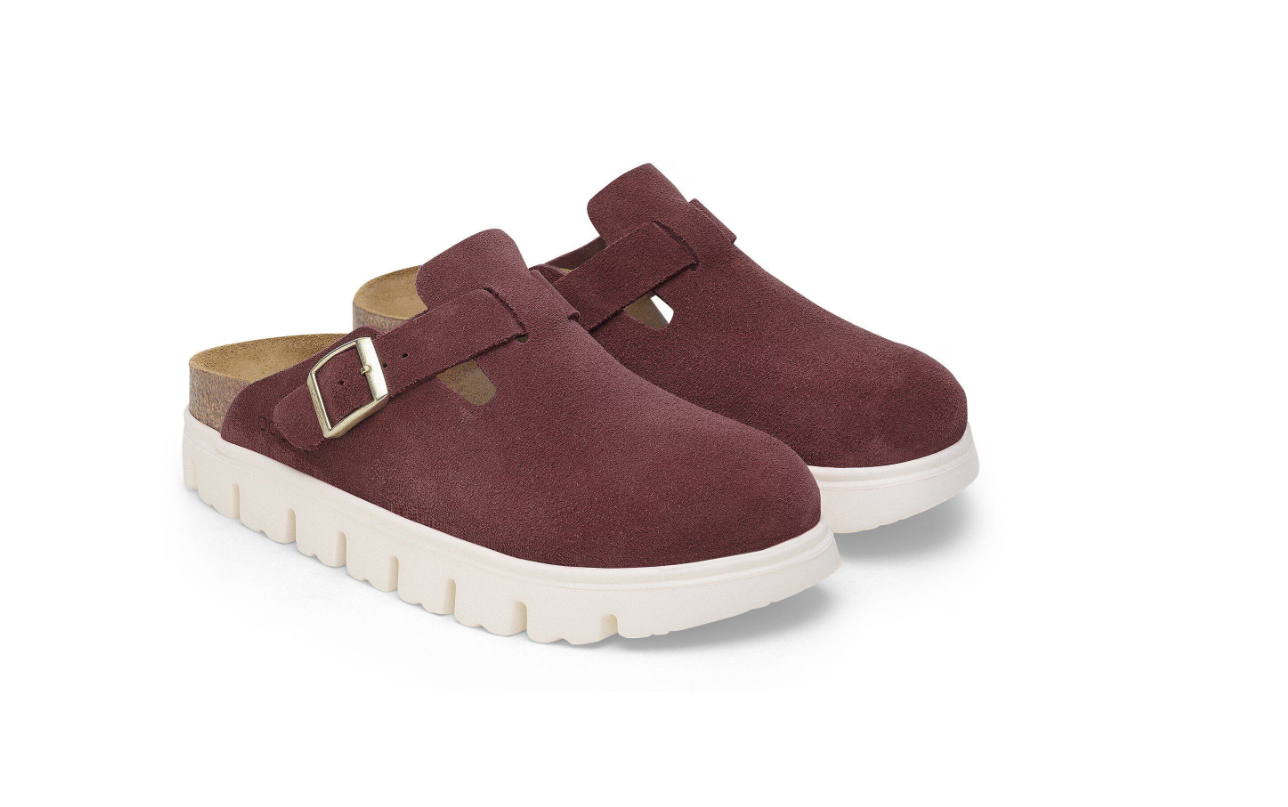 Birkenstock Papillio Boston Chunky Suede Leather Berry Crush