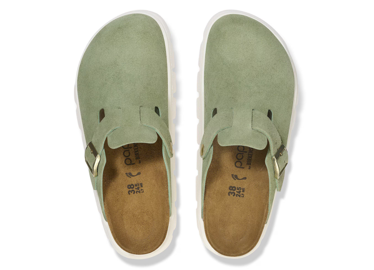 Birkenstock Boston Chunky Suede Leather Green Tea