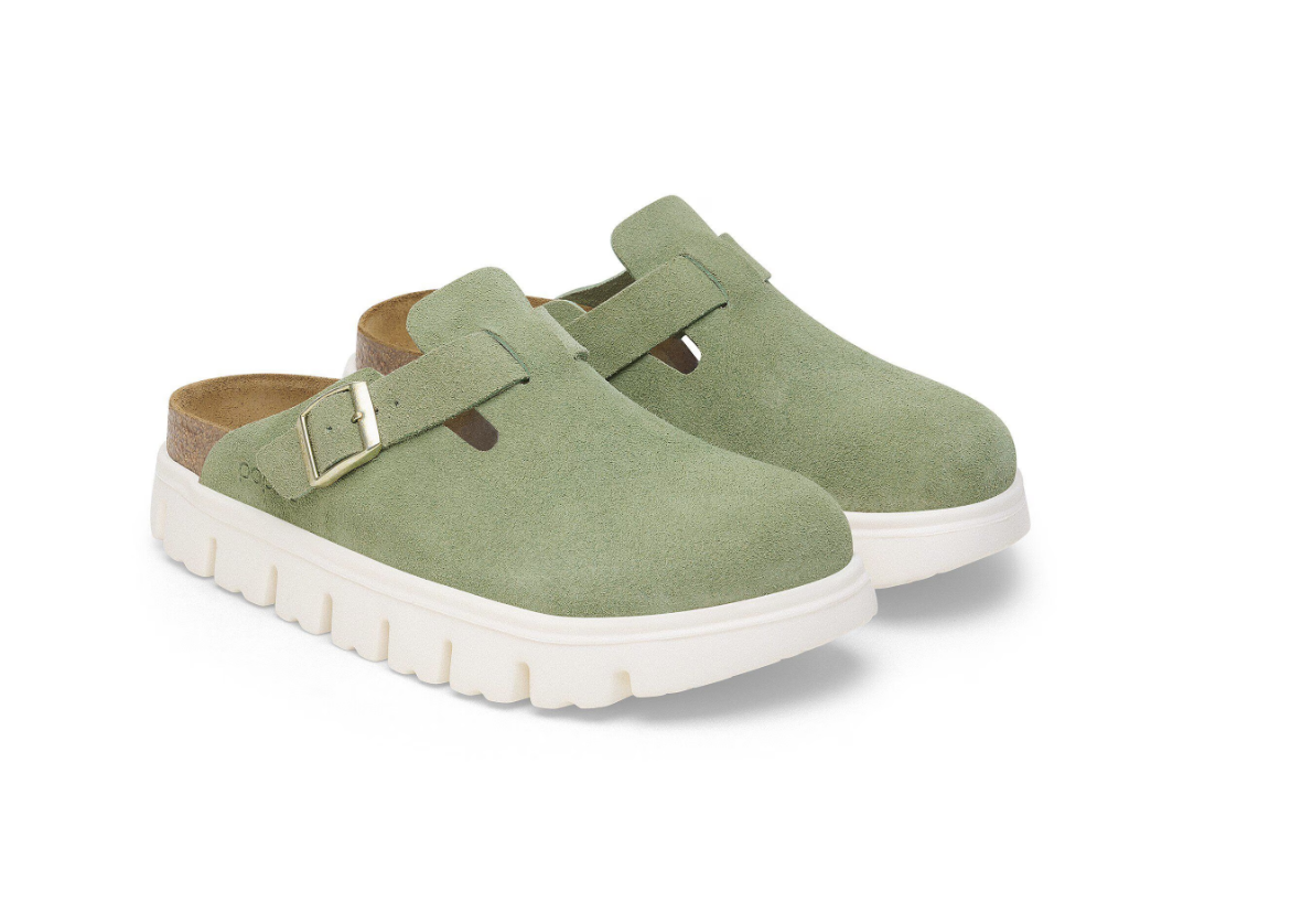 Birkenstock Boston Chunky Suede Leather Green Tea