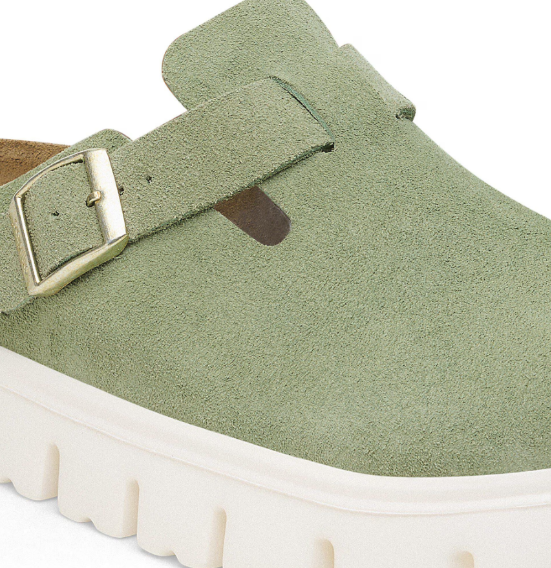 Birkenstock Boston Chunky Suede Leather Green Tea