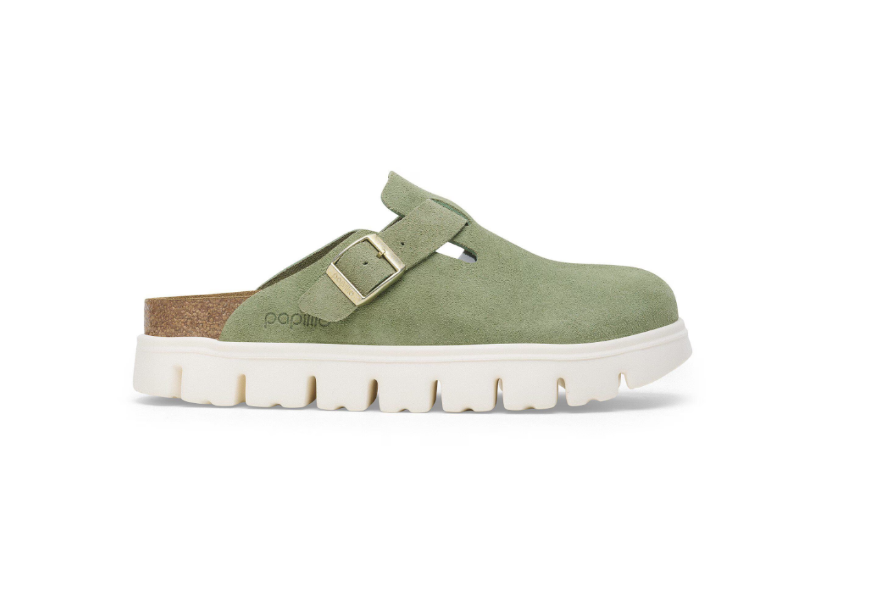 Birkenstock Boston Chunky Suede Leather Green Tea