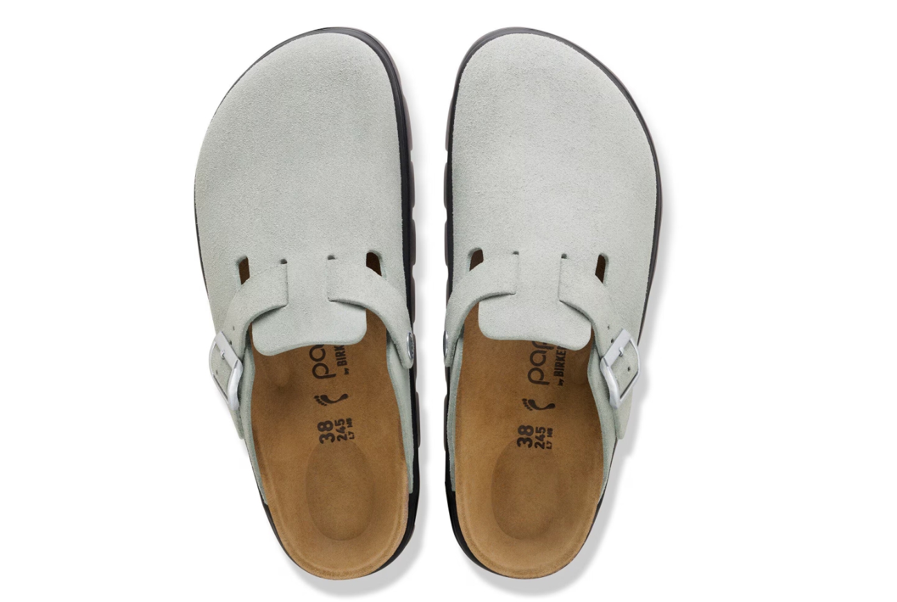 Birkenstock Papillio Boston Chunky Suede Leather Pure Sage Black