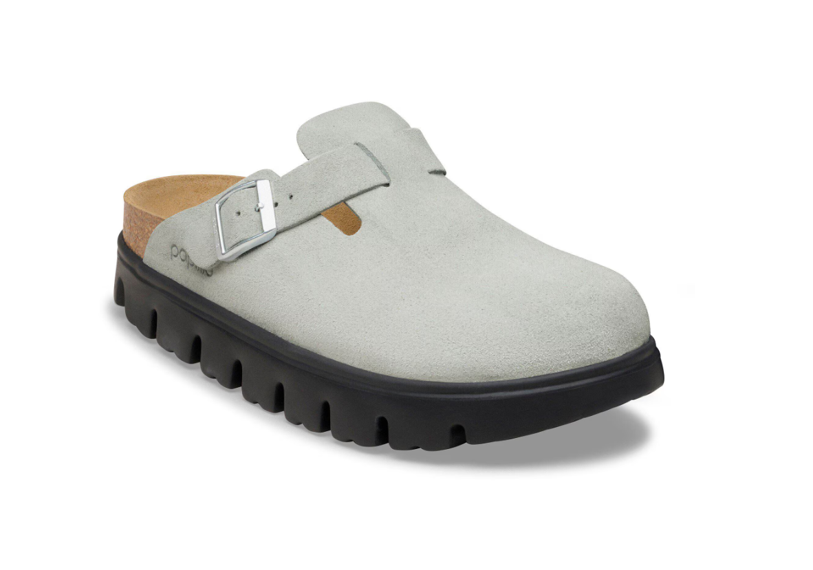 Birkenstock Papillio Boston Chunky Suede Leather Pure Sage Black