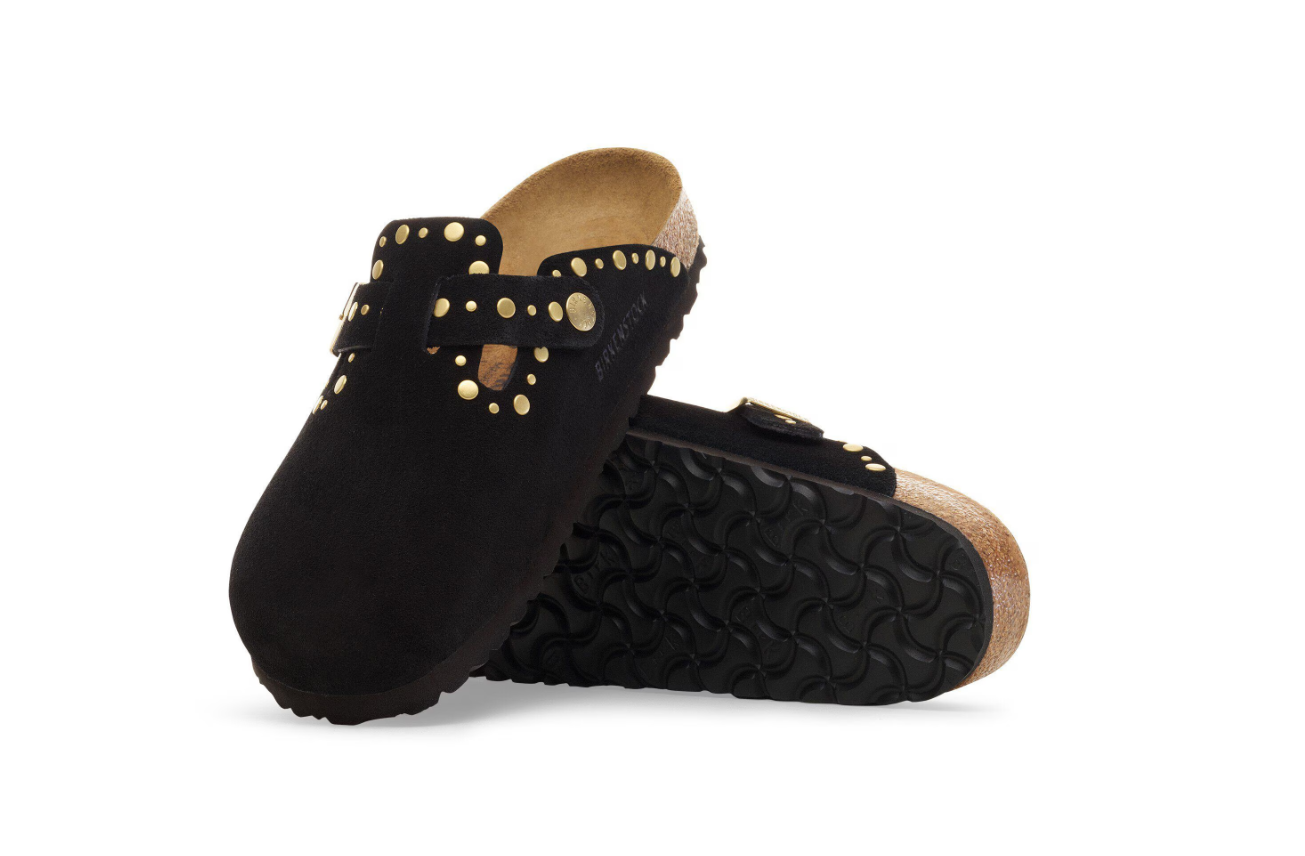 Birkenstock Boston Rivets Suede Leather Black